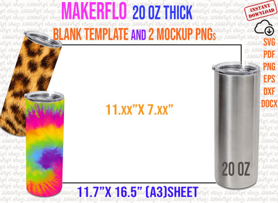 Makerflo Thick 20 oz Template, Makerflo Svg, Full Wrap for 20oz Template for Makerflo Thick 20oz Tumbler Template Docx, Eps, Svg, Png, Dxf SVG 1966digi 