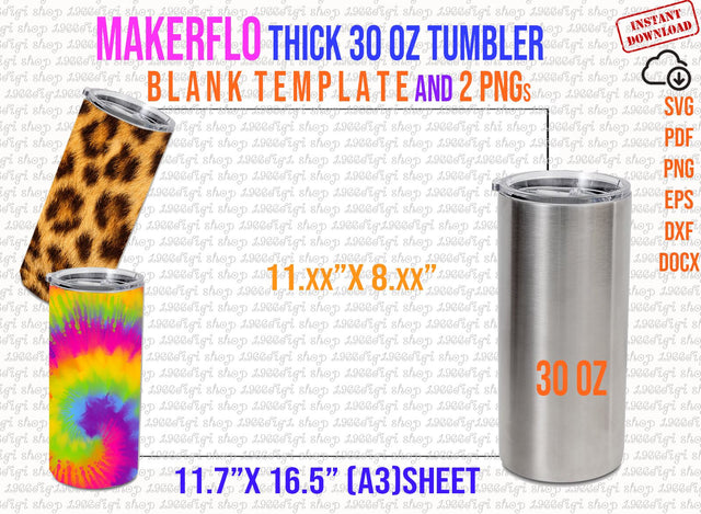 Makerflo Thick 30oz Tumbler Template Full Wrap for 30oz Thick Template for Makerflo Thick 30 ounce Tumbler template Full Wrap Svg, Png, Pdf SVG 1966digi 