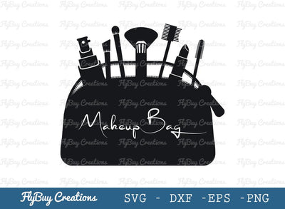 Makeup Bag Svg Cut File| Hello Beautiful | Lipstick | Makeup Brushes | Glam | Beauty | Fashion SVG ETC Craft 