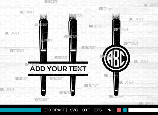 Makeup Brush Monogram SVG, Cosmetic Brush Svg, Makeup Svg, Beauty Svg, Split Monogram Svg, Makeup Brush Svg SVG ETC Craft 