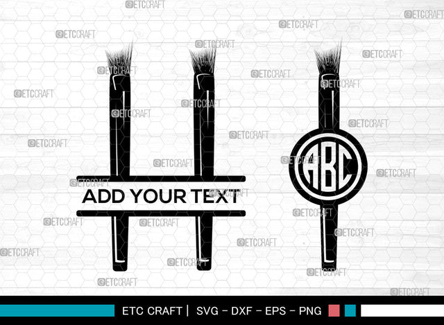 Makeup Brush Monogram SVG, Cosmetic Brush Svg, Makeup Svg, Beauty Svg, Split Monogram Svg, Makeup Brush Svg SVG ETC Craft 