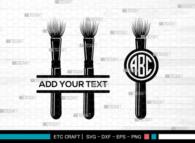 Makeup Brush Monogram SVG, Cosmetic Brush Svg, Makeup Svg, Beauty Svg, Split Monogram Svg, Makeup Brush Svg SVG ETC Craft 