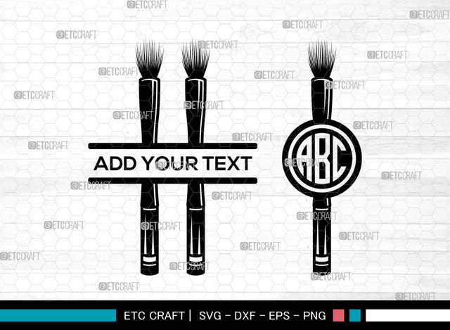 Makeup Brush Monogram SVG, Cosmetic Brush Svg, Makeup Svg, Beauty Svg, Split Monogram Svg, Makeup Brush Svg SVG ETC Craft 