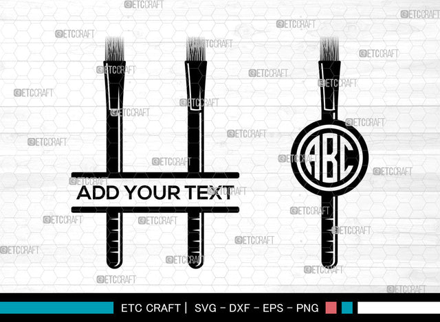 Makeup Brush Monogram SVG, Cosmetic Brush Svg, Makeup Svg, Beauty Svg, Split Monogram Svg, Makeup Brush Svg SVG ETC Craft 