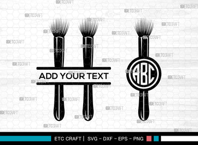 Makeup Brush Monogram SVG, Cosmetic Brush Svg, Makeup Svg, Beauty Svg, Split Monogram Svg, Makeup Brush Svg SVG ETC Craft 
