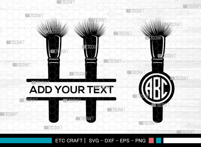 Makeup Brush Monogram SVG, Cosmetic Brush Svg, Makeup Svg, Beauty Svg, Split Monogram Svg, Makeup Brush Svg SVG ETC Craft 