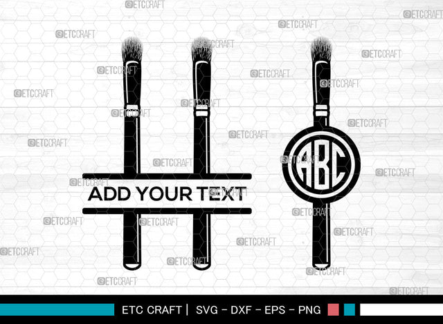 Makeup Brush Monogram SVG, Cosmetic Brush Svg, Makeup Svg, Beauty Svg, Split Monogram Svg, Makeup Brush Svg SVG ETC Craft 