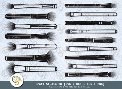 Makeup Brush Silhouette, Cosmetic Brush Svg, Makeup Svg, Beauty Svg, Makeup Artist Svg, Makeup Brush Svg Bundle SVG ETC Craft 