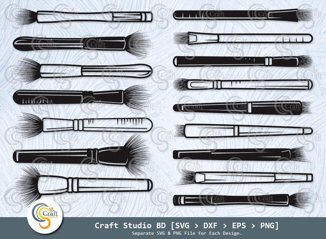 Makeup Brush Silhouette, Cosmetic Brush Svg, Makeup Svg, Beauty Svg, Makeup Artist Svg, Makeup Brush Svg Bundle SVG ETC Craft 