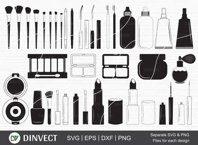 Makeup Bundle SVG, Makeup Equipment Silhouette, Bodyography clipart, Makeup kit, Blush SVG, Makeup brushes, Concealer SVG, Makeup Vector, Silhouette SVG Dinvect 