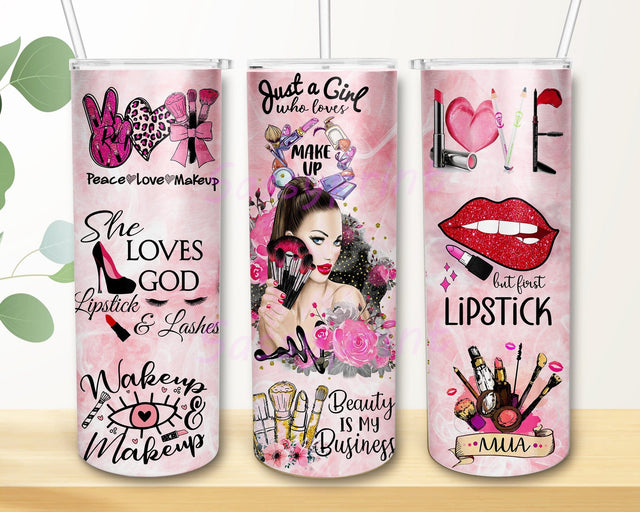 Makeup Inspiration Tumbler Design, Makeup Artist 20oz Skinny Tumbler, Makeup Tumbler Png, Beautiful Sublimation Design, Makeup Lover Gift, Instant Download Sublimation sassyprint 