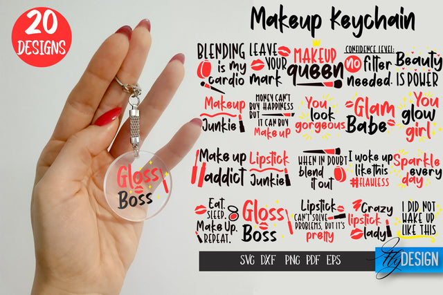 Makeup Keychain SVG Bundle | Make Up SVG | Beauty Design SVG Fly Design 