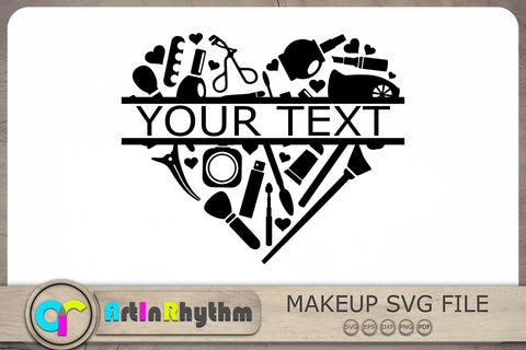 Makeup Monogram Svg, Heart Svg, Makeup Svg, Makeup Tools Svg, Heart Monogram Svg SVG Artinrhythm shop 