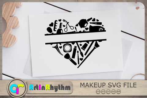 Makeup Monogram Svg, Heart Svg, Makeup Svg, Makeup Tools Svg, Heart Monogram Svg SVG Artinrhythm shop 