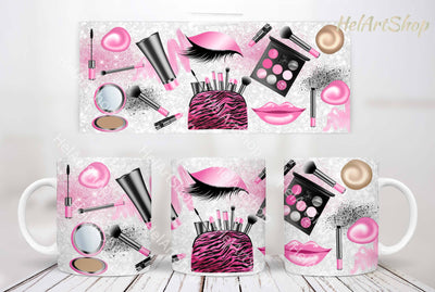 Makeup Mug PNG, Cosmetics Mug Png, 11Oz Mug Sublimation Png Sublimation _HelArtShop_ 