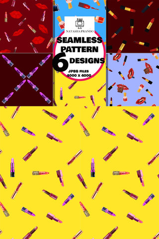 Makeup seamless pattern, makeup artist banner background Digital Pattern Natasha Prando 