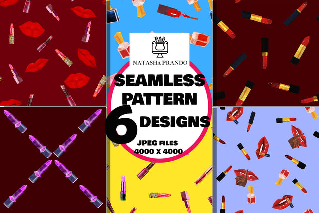 Makeup seamless pattern, makeup artist banner background Digital Pattern Natasha Prando 
