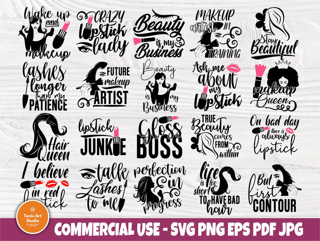 Makeup SVG Bundle, Lipstick Svg, Natural Hair Svg SVG TonisArtStudio 