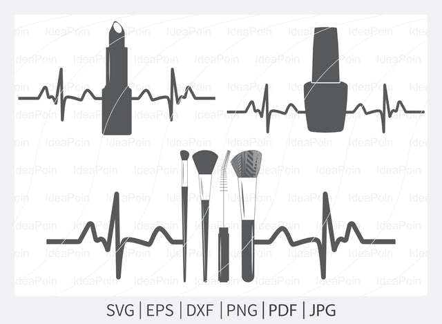 Makeup svg, Makeup Heartbeat SVG, Heartbeat Lipstick SVG,Makeup Silhouette, Beauty Mascara svg, Heartbeat svg, Girl woman female design SVG Dinvect 