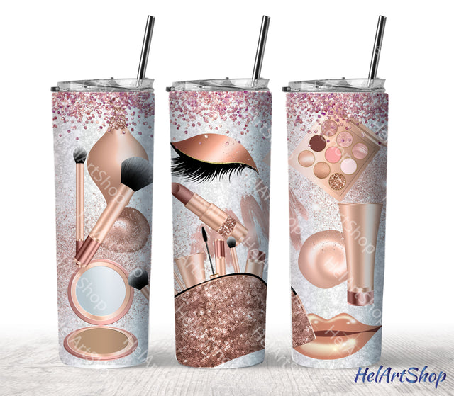 Makeup Tumbler PNG Sublimation, Cosmetics Tumbler Png Sublimation _HelArtShop_ 