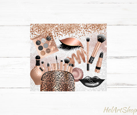 Makeup Tumbler PNG Sublimation, Cosmetics Tumbler Png Sublimation _HelArtShop_ 