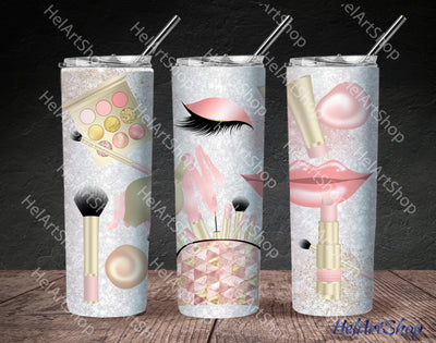 Makeup Tumbler PNG Sublimation, Cosmetics Tumbler Png Sublimation _HelArtShop_ 