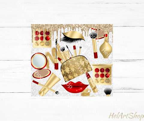 Makeup Tumbler PNG Sublimation, Red LipsTumbler Png Sublimation _HelArtShop_ 
