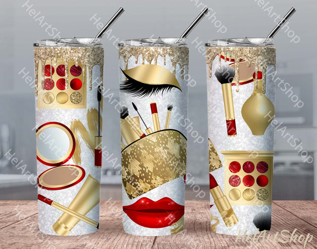 Makeup Tumbler PNG Sublimation, Red LipsTumbler Png Sublimation _HelArtShop_ 