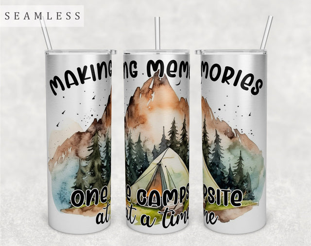 Making Memories One Campsite At A Time Tumbler Wrap, 20 Oz Skinny Tumbler Sublimation Design, Seamless Camping Tumbler PNG Sublimation HappyDesignStudio 