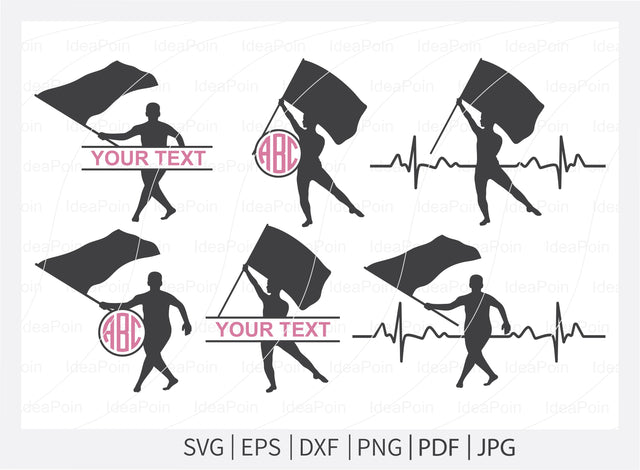 Male Color Guard SVG File, Marching Band Color Guard Split Monogram, Marching Band Heartbeat, Marching Band man split, Color Guard Split SVG Dinvect 