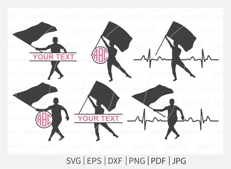 Male Color Guard SVG File, Marching Band Color Guard Split Monogram, Marching Band Heartbeat, Marching Band man split, Color Guard Split SVG Dinvect 