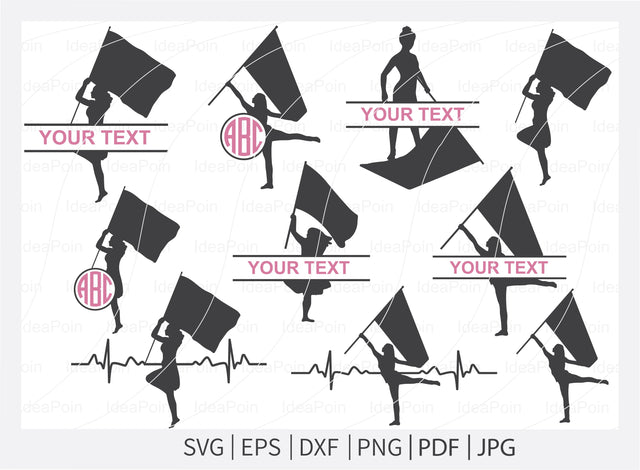 Male Color Guard SVG File, Marching Band Color Guard Split Monogram, Marching Band Heartbeat, Marching Band Woman split, Color Guard Split SVG Dinvect 
