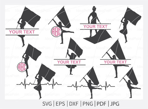 Male Color Guard SVG File, Marching Band Color Guard Split Monogram, Marching Band Heartbeat, Marching Band Woman split, Color Guard Split SVG Dinvect 