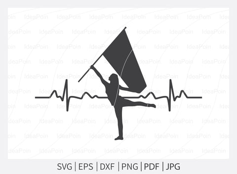 Male Color Guard SVG File, Marching Band Color Guard Split Monogram, Marching Band Heartbeat, Marching Band Woman split, Color Guard Split SVG Dinvect 