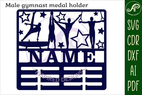 Male Gymnast medal holder Name svg laser cut template SVG APInspireddesigns 