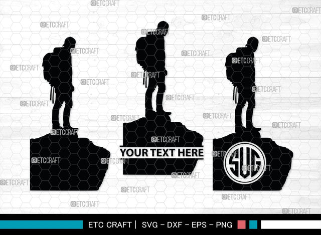 Male Hiker Monogram, Male Hiker Silhouette, Male Hiker SVG, Hiking Svg, Man Hiking Svg, Hiker Svg, SB00380 SVG ETC Craft 