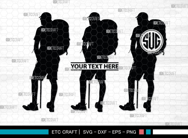 Male Hiker Monogram, Male Hiker Silhouette, Male Hiker SVG, Hiking Svg, Man Hiking Svg, Hiker Svg, SB00380 SVG ETC Craft 