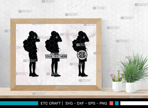 Male Hiker Monogram, Male Hiker Silhouette, Male Hiker SVG, Hiking Svg, Man Hiking Svg, Hiker Svg, SB00380 SVG ETC Craft 