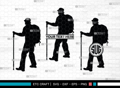 Male Hiker Monogram, Male Hiker Silhouette, Male Hiker SVG, Hiking Svg, Man Hiking Svg, Hiker Svg, SB00380 SVG ETC Craft 