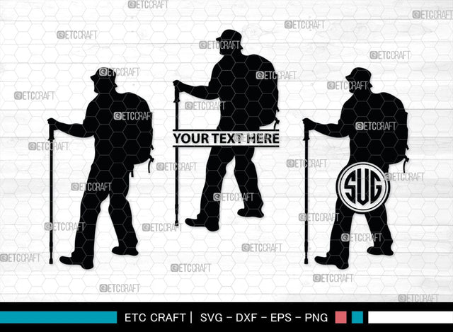 Male Hiker Monogram, Male Hiker Silhouette, Male Hiker SVG, Hiking Svg, Man Hiking Svg, Hiker Svg, SB00380 SVG ETC Craft 
