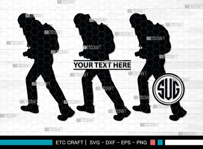 Male Hiker Monogram, Male Hiker Silhouette, Male Hiker SVG, Hiking Svg, Man Hiking Svg, Hiker Svg, SB00380 SVG ETC Craft 