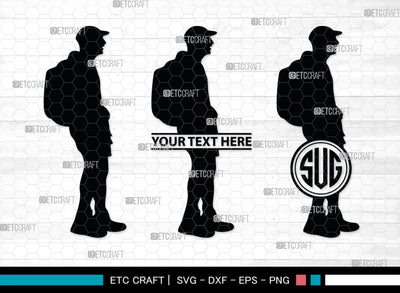Male Hiker Monogram, Male Hiker Silhouette, Male Hiker SVG, Hiking Svg, Man Hiking Svg, Hiker Svg, SB00380 SVG ETC Craft 