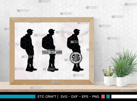 Male Hiker Monogram, Male Hiker Silhouette, Male Hiker SVG, Hiking Svg, Man Hiking Svg, Hiker Svg, SB00380 SVG ETC Craft 