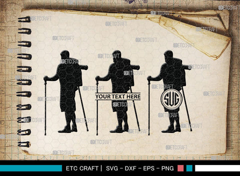 Male Hiker Monogram, Male Hiker Silhouette, Male Hiker SVG, Hiking Svg, Man Hiking Svg, Hiker Svg, SB00380 SVG ETC Craft 