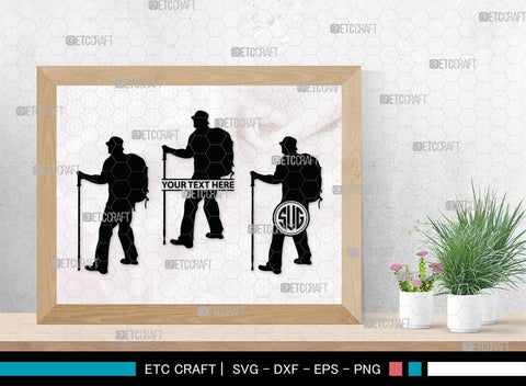 Male Hiker Monogram, Male Hiker Silhouette, Male Hiker SVG, Hiking Svg, Man Hiking Svg, Hiker Svg, SB00380 SVG ETC Craft 