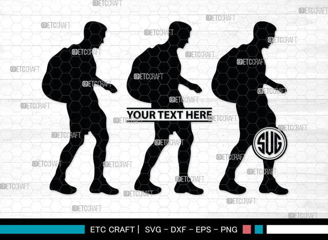 Male Hiker Monogram, Male Hiker Silhouette, Male Hiker SVG, Hiking Svg, Man Hiking Svg, Hiker Svg, SB00380 SVG ETC Craft 