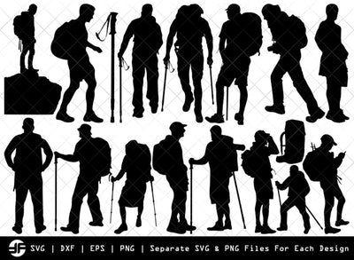 Male Hiker SVG | Silhouette Bundle | SVG Cut File SVG ETC Craft 