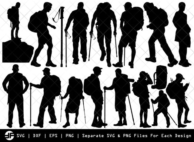 Male Hiker SVG | Silhouette Bundle | SVG Cut File SVG ETC Craft 