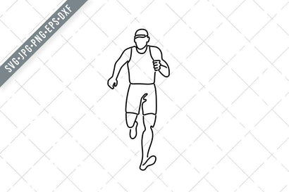 Male Marathon Runner Running Front View Line Drawing Black and White SVG Patrimonio Designs Limited 