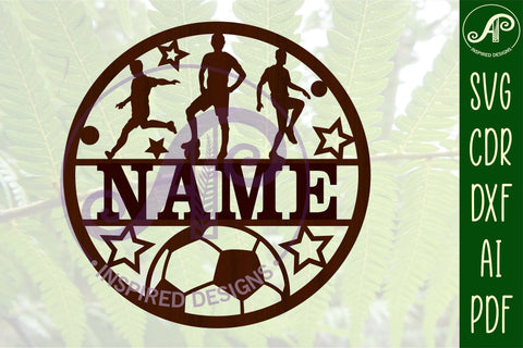 Male Soccer/ football name sign svg laser cut template SVG APInspireddesigns 